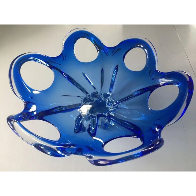 Glass Vintage Blue and White Murano Glass Bowl, 1950s For Sale - Image 7 of 18