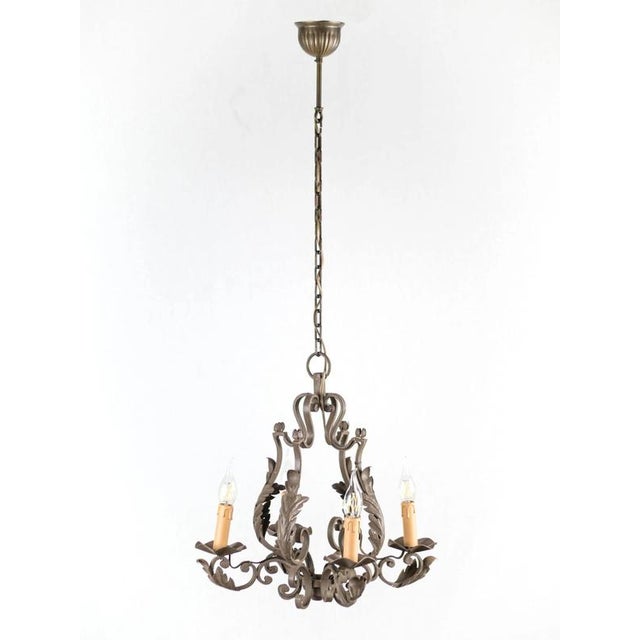 Metal Vintage Metal Four-Arm Chandelier For Sale - Image 7 of 7