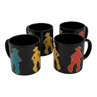 Vintage Western Cowboy Rodeo Coffee Mugs- Set of 4 For Sale
