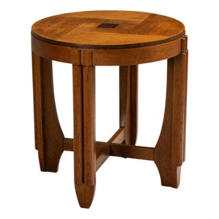 Amsterdam School Side Table in Oak with Coromandel Inlay, Netherlands, 1930s For Sale