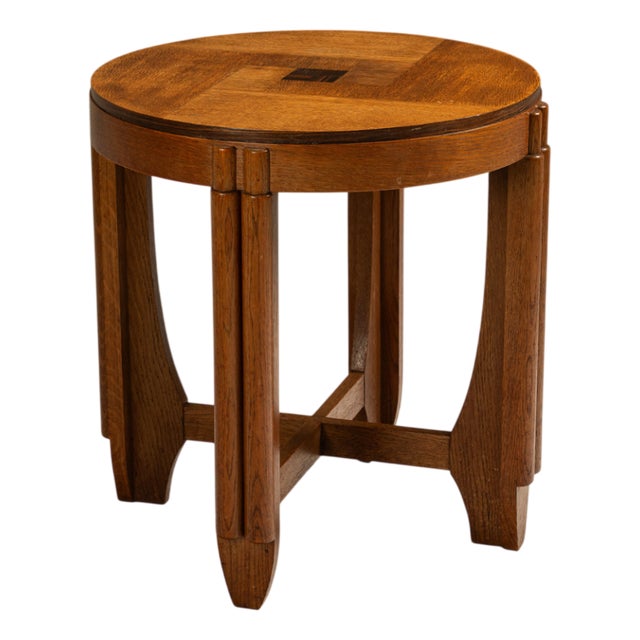 Amsterdam School Side Table in Oak with Coromandel Inlay, Netherlands, 1930s For Sale