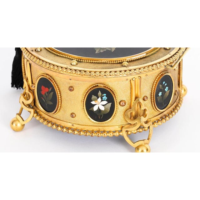 Metal Antique Italian Ormolu and Pietra Dura Jewellery Casket, 1800s For Sale - Image 7 of 16