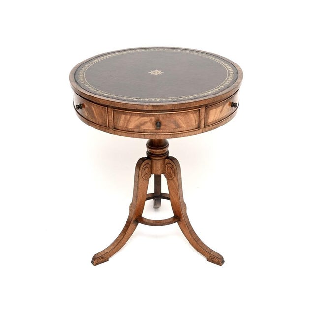 Antique Regency Leather Top Drum Table, 1900s For Sale - Image 11 of 11