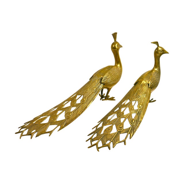Vintage Brass Peacock Figurines A Pair Chairish