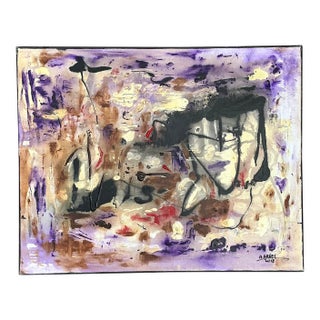 Vintage Original Abstract Oil Painting on Canvas For Sale