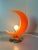 Moon-Shaped Orange Blown Glass Table Lamp with White Lining, 1990s For Sale - Image 4 of 7