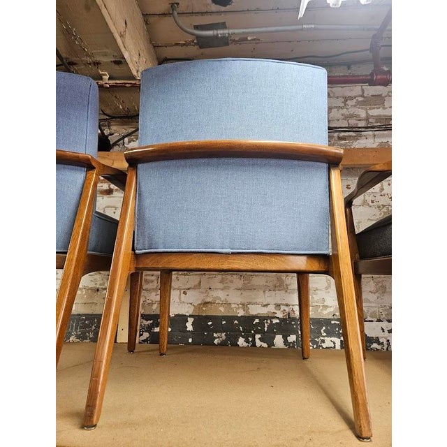 Pair of Mid-Century Modern Accent Chairs - Light Blue (New Fabric) For Sale In Providence - Image 6 of 7