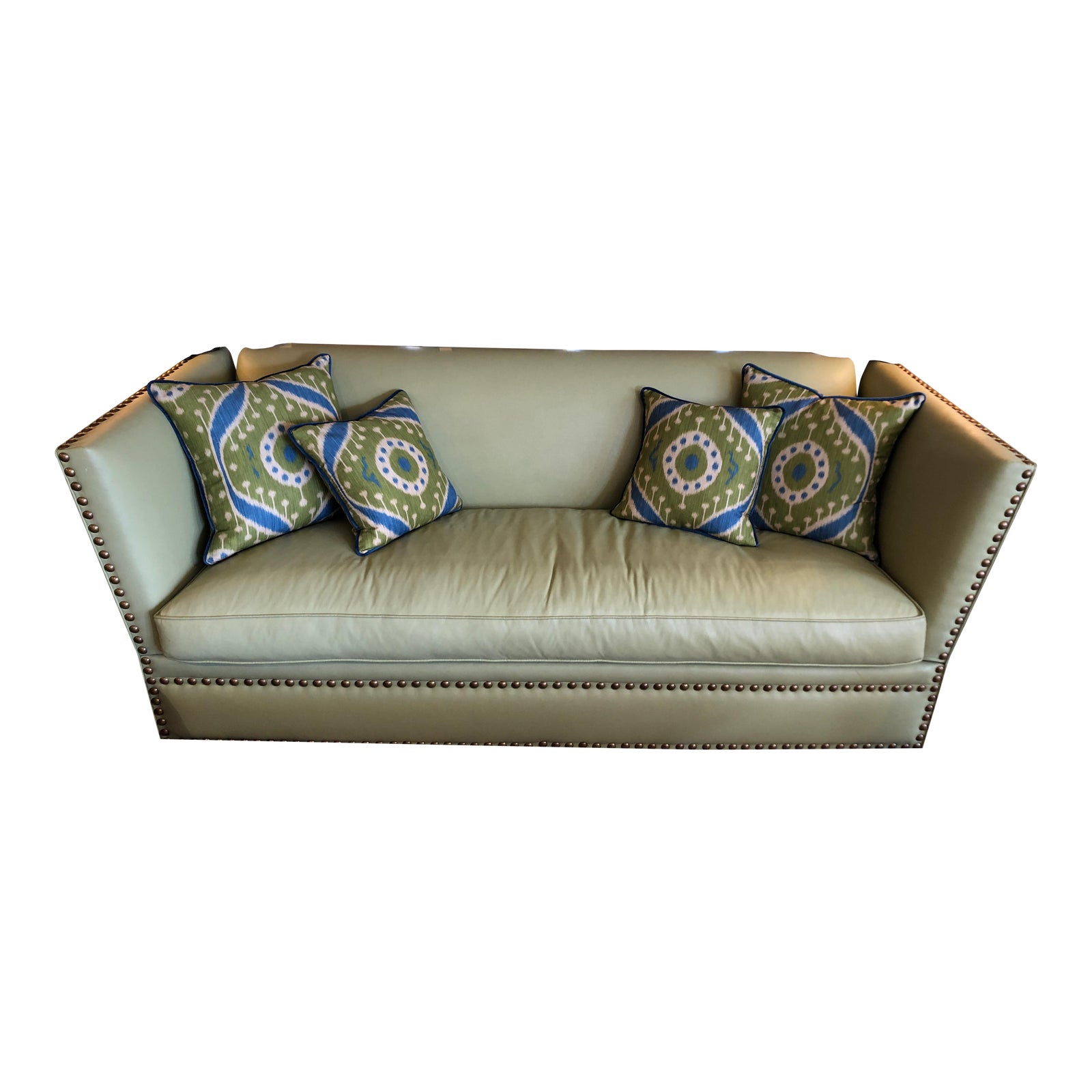 Vintage Lime Leather George Smith Knole Style Sofa | Chairish