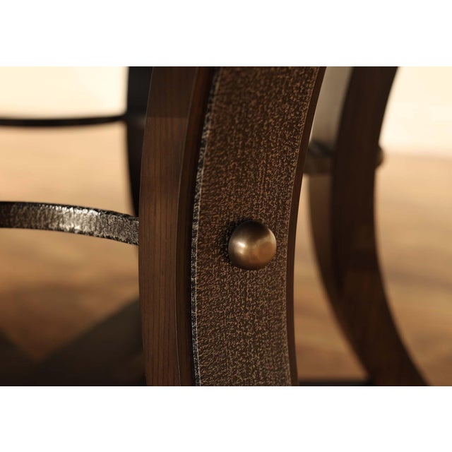 Large 100-Inch Round Jupe Table With Self-Storing Leaves,Burnt-Brown Dark Walnut Finish, Seats 8-12 People an ApExclusive by AntiquePurveyor For Sale - Image 12 of 13