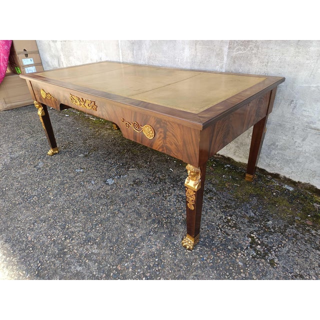 Empire Desk in Bronze and Leather, 1950s For Sale - Image 11 of 18