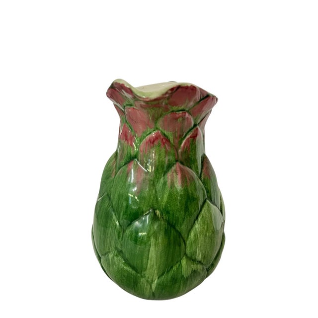 Mid 20th Century Vintage Hand Painted Majolica Artichoke Pitcher Italian Valli Ceramiche For Sale - Image 5 of 6