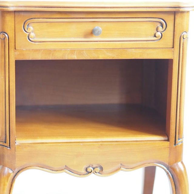 Brown Louis XV Style Cherry Wood Bedside Tables, 1970, Set of 2 For Sale - Image 8 of 11