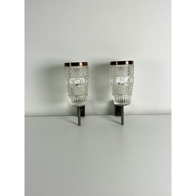 Set of 2 Rostrato Glass Wall Lamps, 1950s Good condition, e14 lamps European Plug (up to 250V).The wiring of this item may...