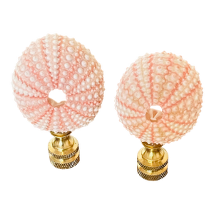 1970s Gorgeous Pink Urchins Lamp Finials Pair