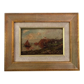 Antique 20th Century European Coastal Seascape Oil Painting - Framed For Sale