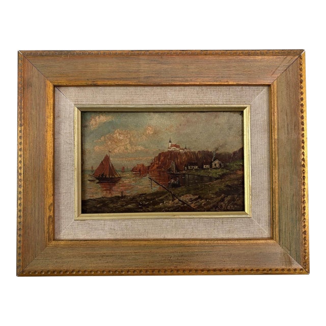 Antique 20th Century European Coastal Seascape Oil Painting - Framed For Sale
