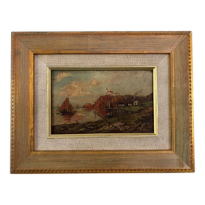 Antique 20th Century European Coastal Seascape Oil Painting - Framed