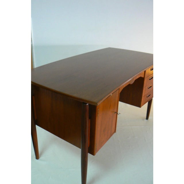 Danish Teak Ladies Desk with Curved Front and Back & Suspended Legs, 1960s For Sale - Image 14 of 17