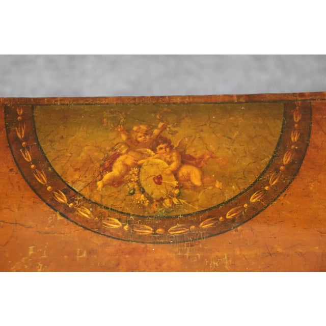 19th Century English Adams Style Paint Decorated Leather Top Demilune Table For Sale - Image 10 of 12