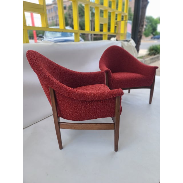 Wood Pair Milo Baughman Thayer Coggin Walnut Petite Armchairs For Sale - Image 7 of 9