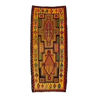 Mid-20th Century Turkish Kilim Multicolor Handmade Tribal Wool Rug For Sale