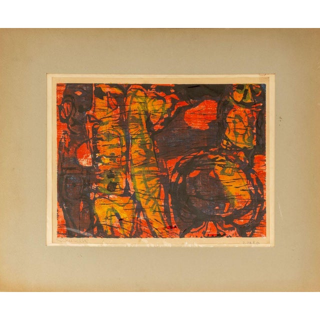 Orange Elfi Schuselka Abstraction Lithographs, 1965, 2 For Sale - Image 8 of 13