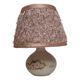 Vintage Table Lamp with Ceramic Base from Orleani and Fabric Shade from Lamplove, 1980s For Sale