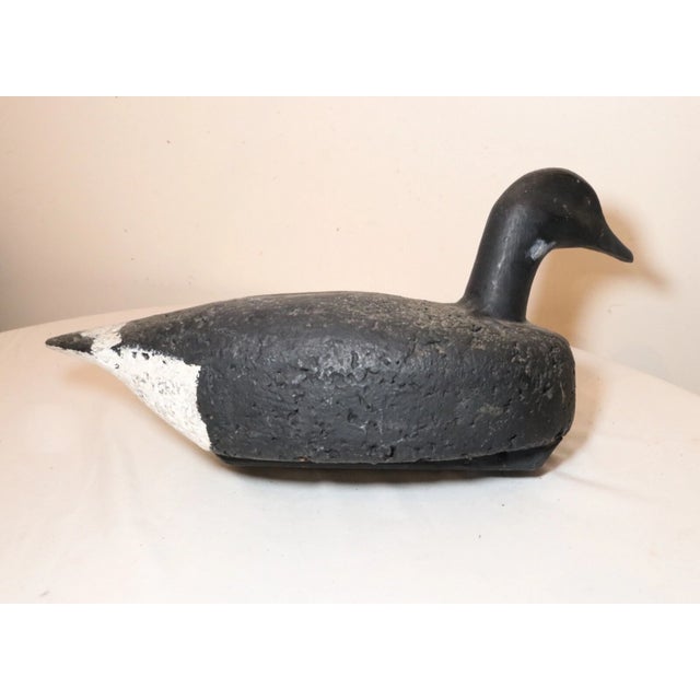 Antique Hand Carved Wood Folk Art Black Goose Duck Decoy Bird Sculpture SDG For Sale - Image 9 of 12