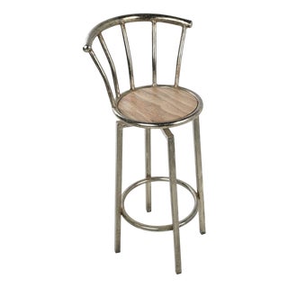 Industrial Wood & Metal Bar Stool For Sale