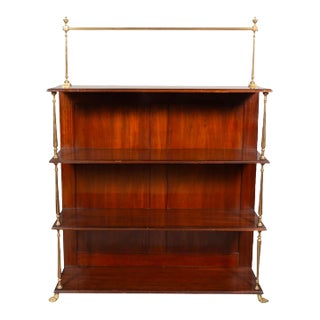 Regency Style Mahogany and Brass Open Bookcase For Sale