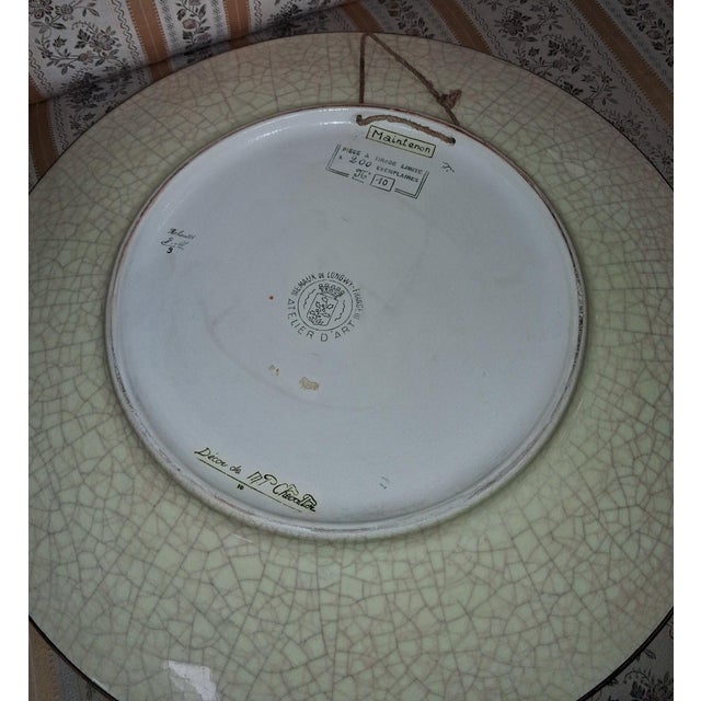 Large Decorative Platter in Enamels Maintenon Pattern from Longwy, 1950s For Sale - Image 3 of 5