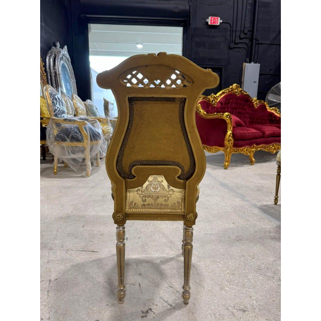 2000 - 2009 Gold Accent Chair With Lady Portrait – Elegant Baroque Style For Sale - Image 5 of 5