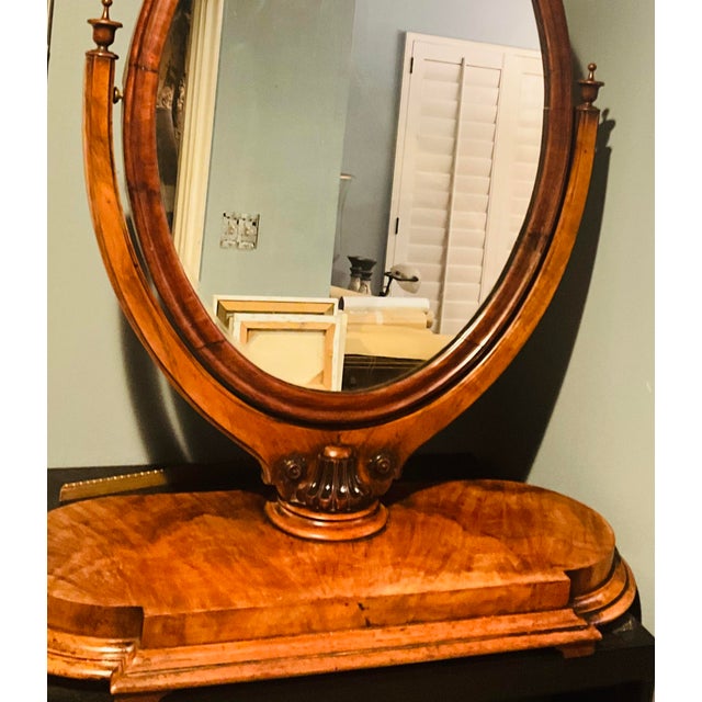 Victorian Elegant Victorian Walnut Lyre-Form Dressing Mirror, Adjustable Tabletop Vanity, Circa 1870 For Sale - Image 3 of 11