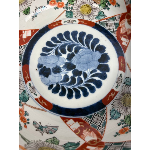 Antique Japanese Imari Porcelain Bowl - 10" Meiji Period Arita Ware - Hand-Painted Floral For Sale - Image 10 of 12