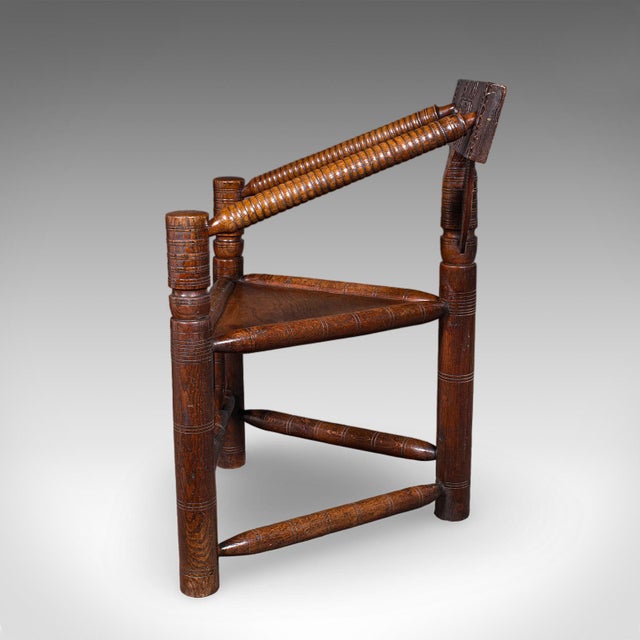 Late 19th Century Antique Turner's Armchair, English, Oak, Old Saxon Chair, Elbow Seat, Victorian For Sale - Image 5 of 10