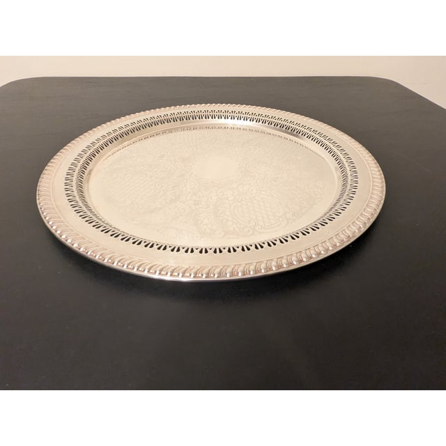 Metal Vintage Leonard 15" Round Silverplate Platter For Sale - Image 7 of 15