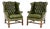 Antique Georgian Leather Wing Back Armchairs, 1960s, Set of 2 For Sale