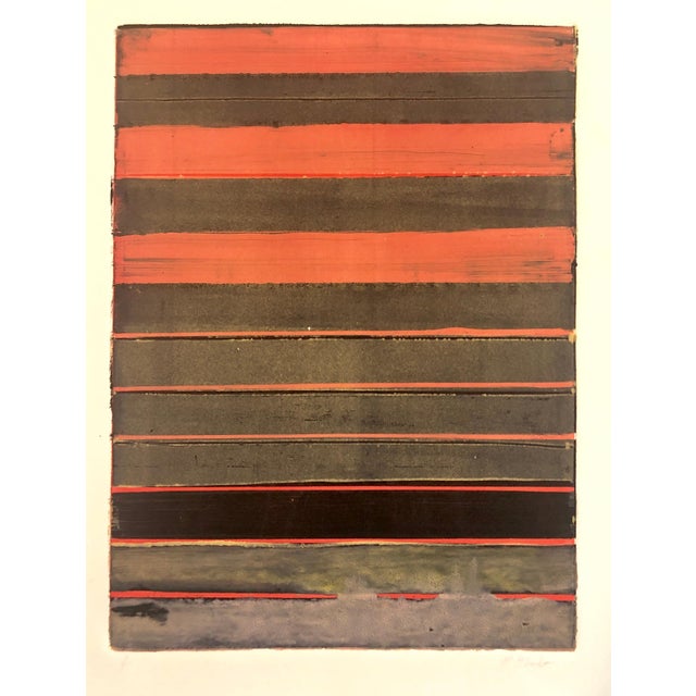 Abstract Expressionism Pierre Obando, Abstract Expressionist Modernist Coral Grey Monoprint Monotype Painting Print, 1997 For Sale - Image 3 of 6