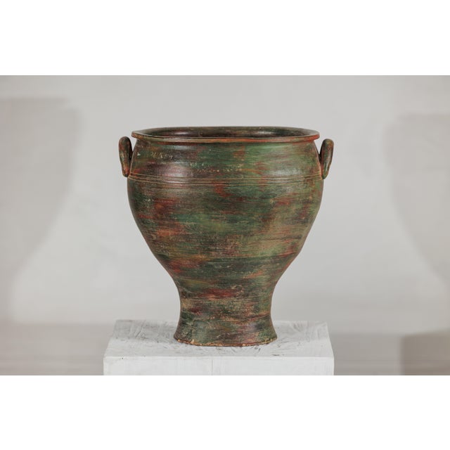 Vintage Thai Ceramic Planter with Green, Brown, and Red Patinated Glaze For Sale - Image 17 of 18