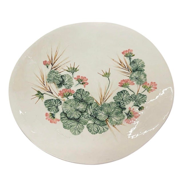 Elevate your space with this stunning vintage ceramic wall platter featuring an intricate three-dimensional botanical...