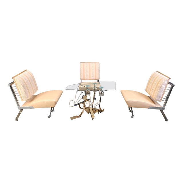 Sculptural Lounge Chair Set with Coffee Table, 1996, Set of 4 For Sale