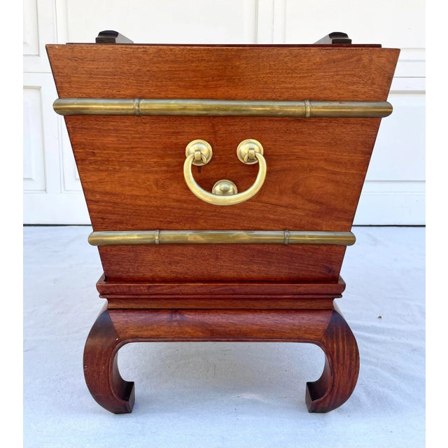 Brown Mid-Century Rosewood and Brass Beverage Ice Box Attributed to George Zee For Sale - Image 8 of 13