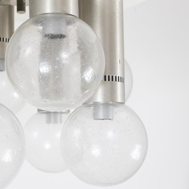 Ceiling Chandelier in Metal and Glass, Italy, 1970s, in Very Good conditions. Designed 1970 to 1979 Up to 250V (Europe/UK...
