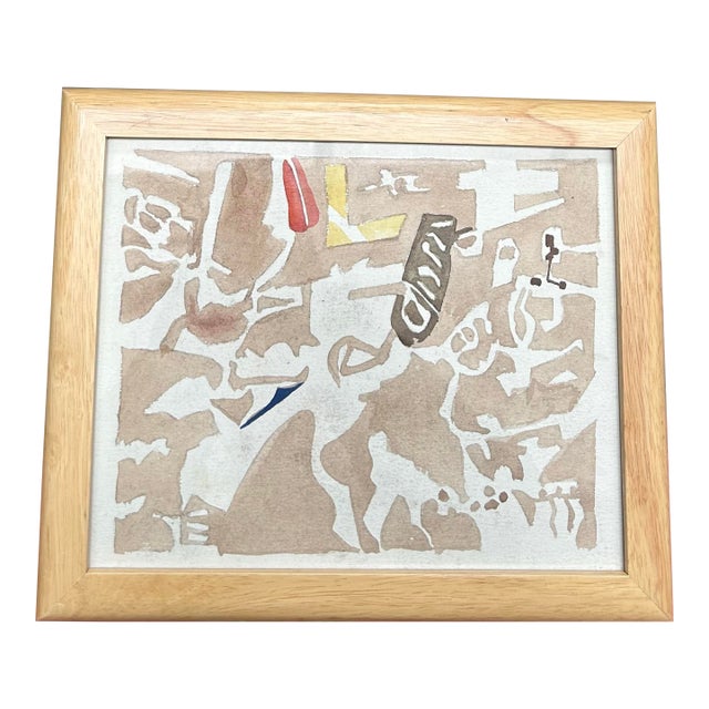 1950’s Original Abstract Expressionist Watercolor Painting For Sale