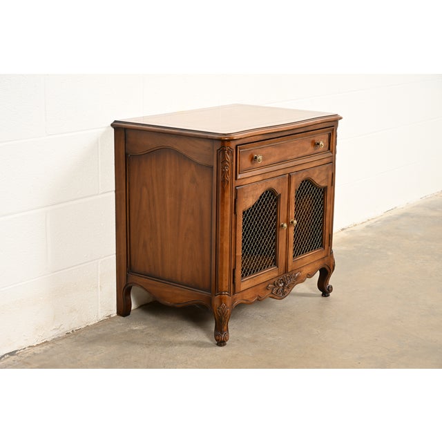 Kindel Furniture Kindel Furniture French Provincial Louis XV Cherry Wood Nightstand, Circa 1960s For Sale - Image 4 of 15