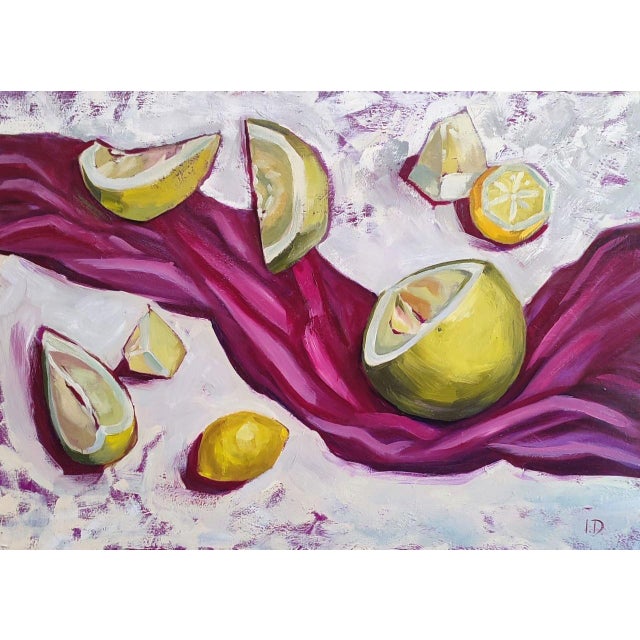 Irina Dobrovinska Fruit Symphony — Original Oil Painting on Canvas Contemporary Citrus Still Life For Sale