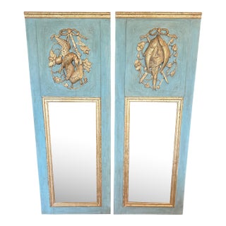 Pair of French Hunt Motif Trumeau Mirrors For Sale
