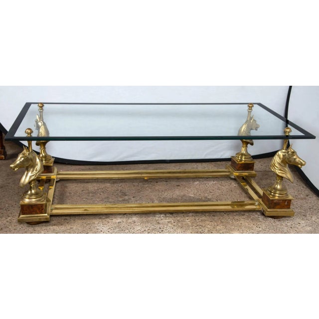 French Brass "Cheval" Horse Head Coffee Table by Maison Charles, France For Sale - Image 3 of 12