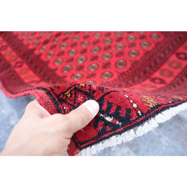 1970s Hand Knotted Vintage Afghan Kunduzi Rug For Sale - Image 5 of 6