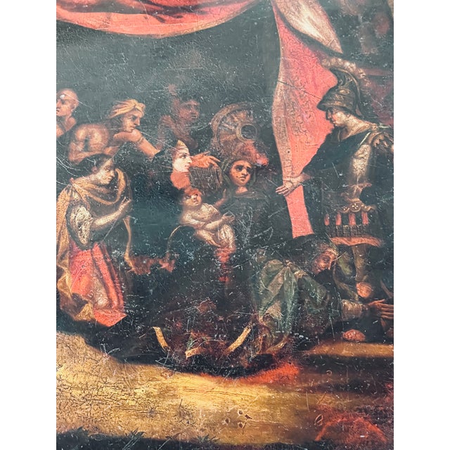 19th Century Octagonal Tole Tray Table with The Family of Darius Before Alexander the Great For Sale - Image 6 of 11